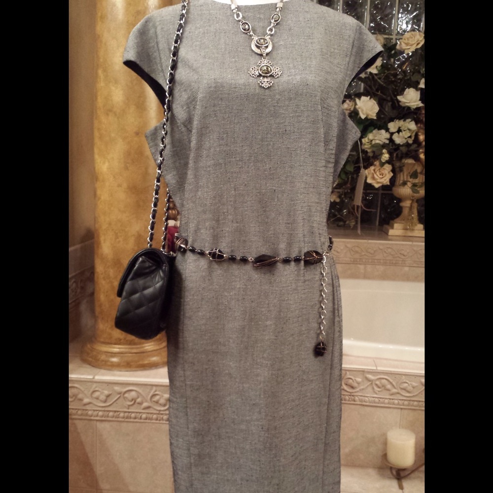 Kasper Grays Coal Scoop Neck  Dress